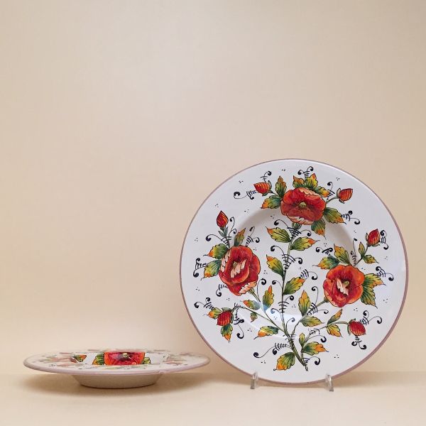 SET OF FRUIT OR DESSERT PLATES OF CM. 23 DIAMETER, PAPAVERO CENTRALE